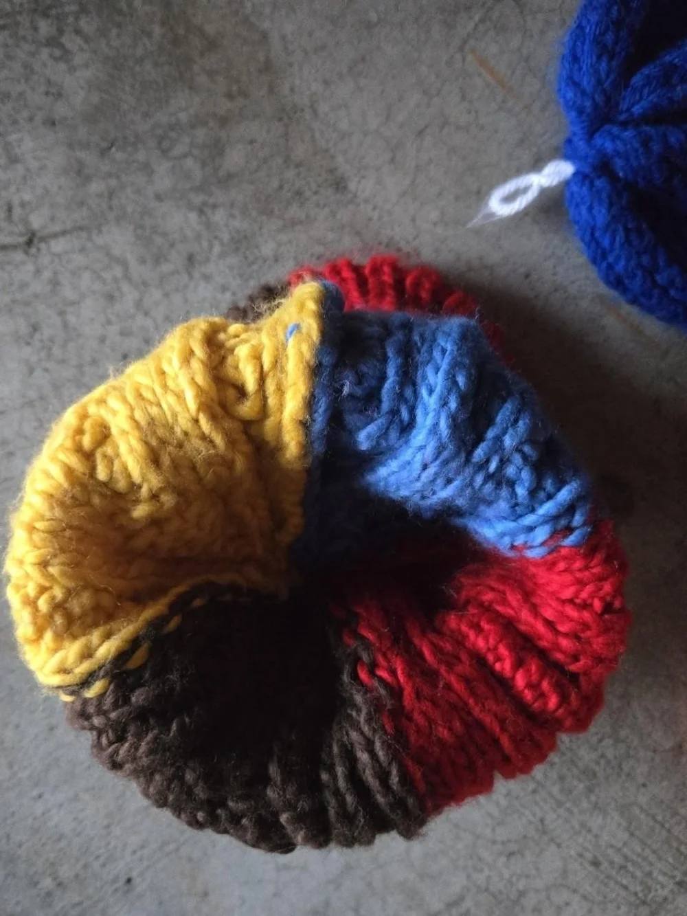 Vintage Kids Knit 3 Hat Bundle  Hats Colorblock Rainbow Blue 3T-6